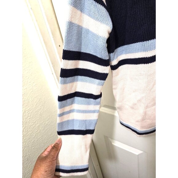 Vintage Cotton County Star Knit Sweater With Striped Pattern Turtleneck Design W - Picture 4 of 8